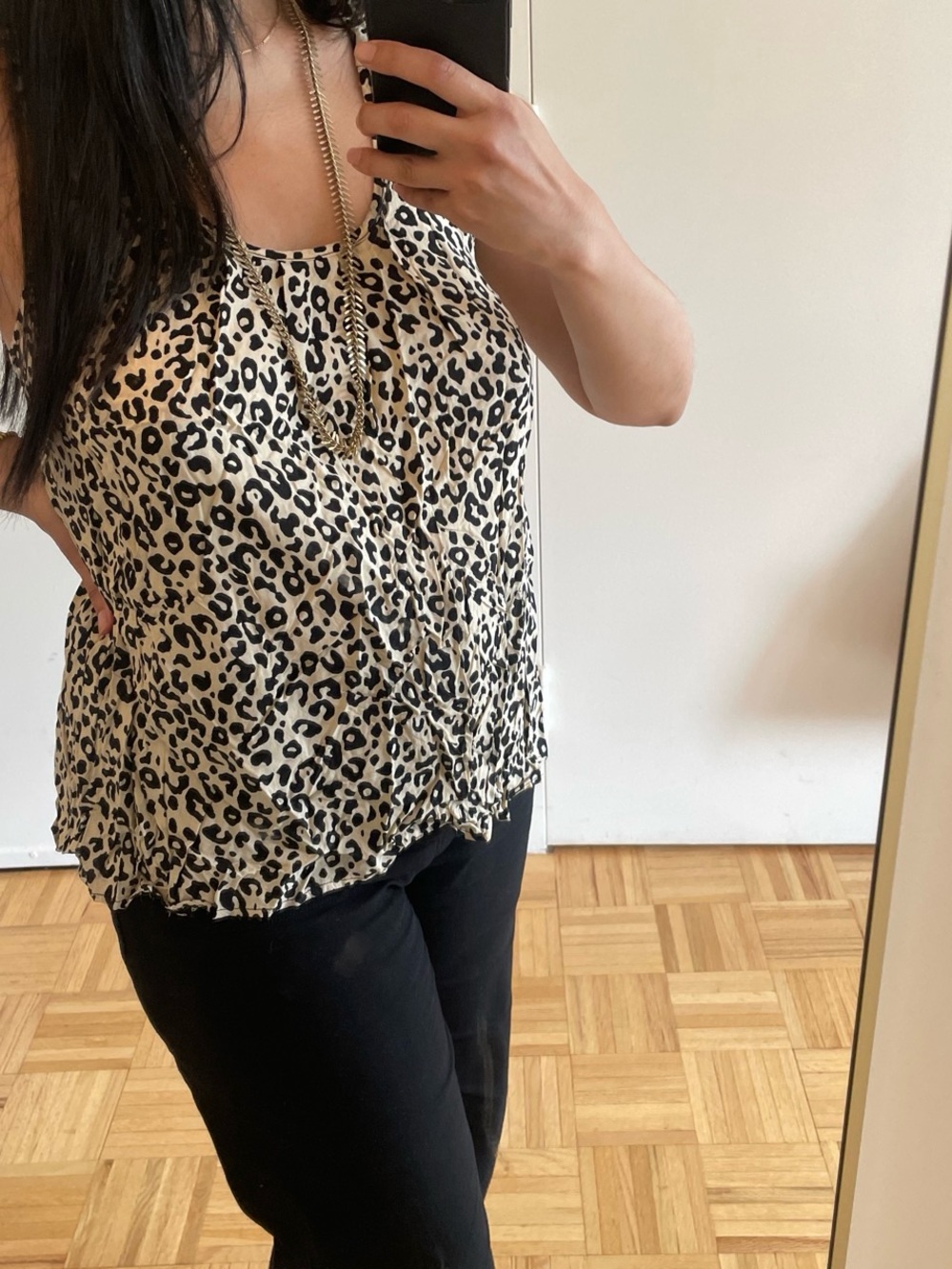 Alya Leopard Print Tank Top - Beige & Black